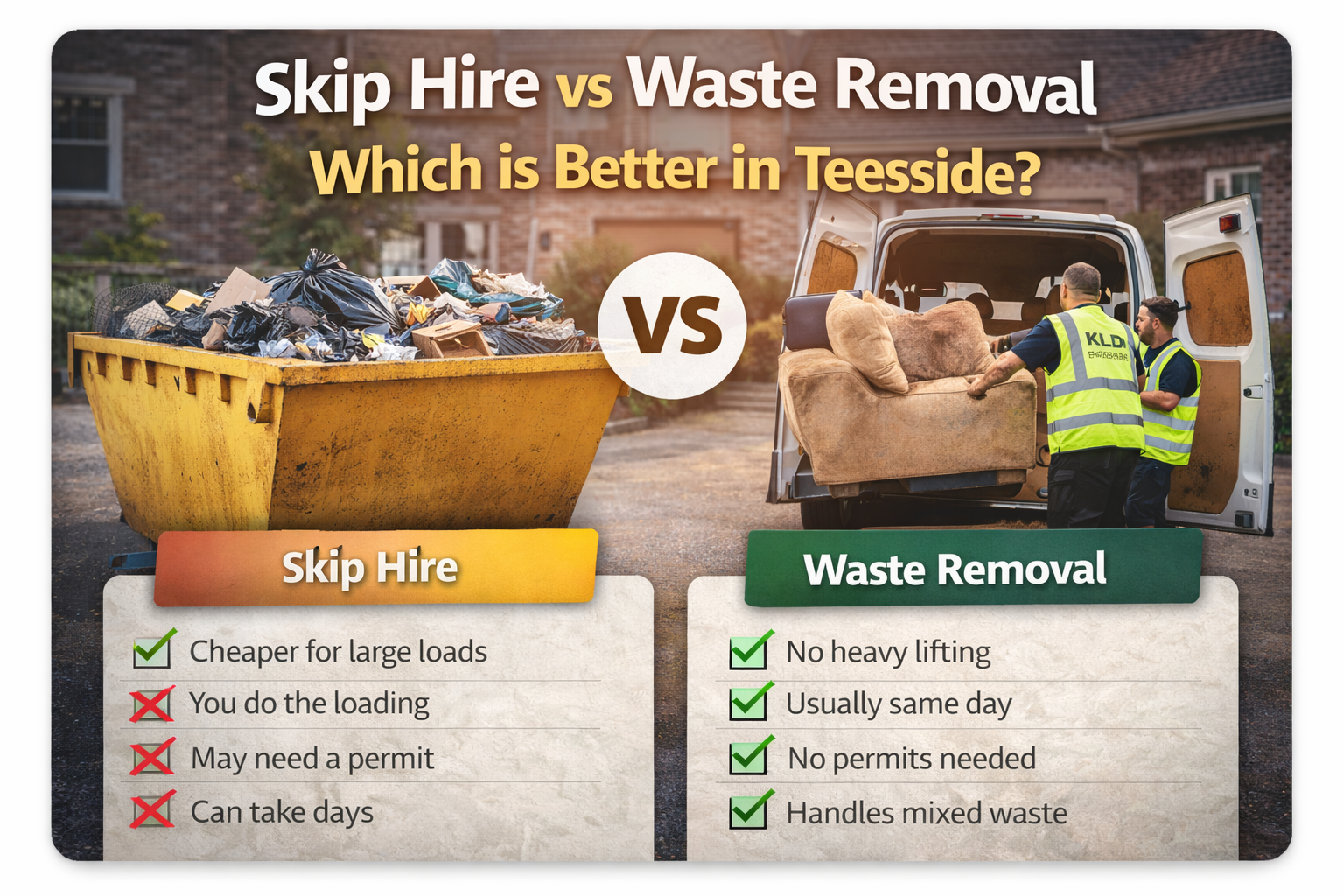 🆚 Skip Hire vs Waste Removal – Which is Better in Teesside?
