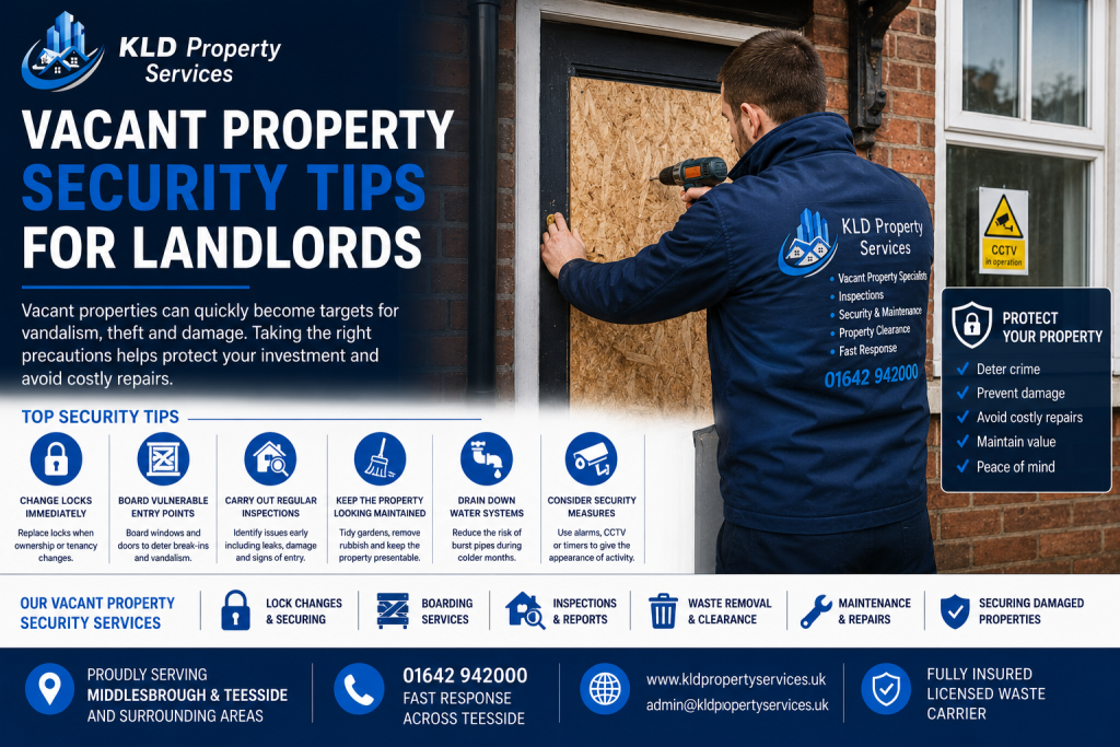Vacant property securing services in Middlesbrough by KLD Property Services